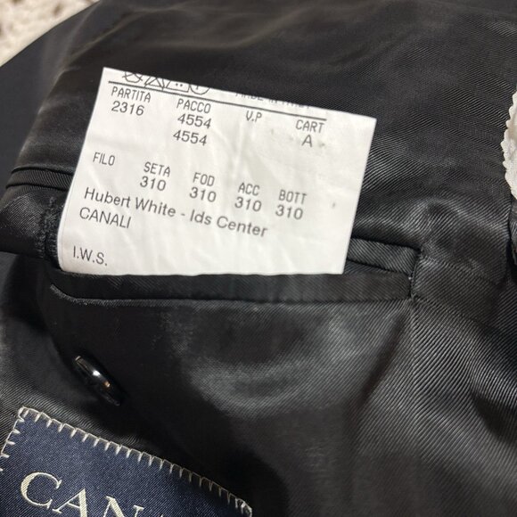 Canali Lana 3 Button Blazer Suit Jacket 44L/US 54L/IT Black On Black Pin Stripe - Picture 5 of 6